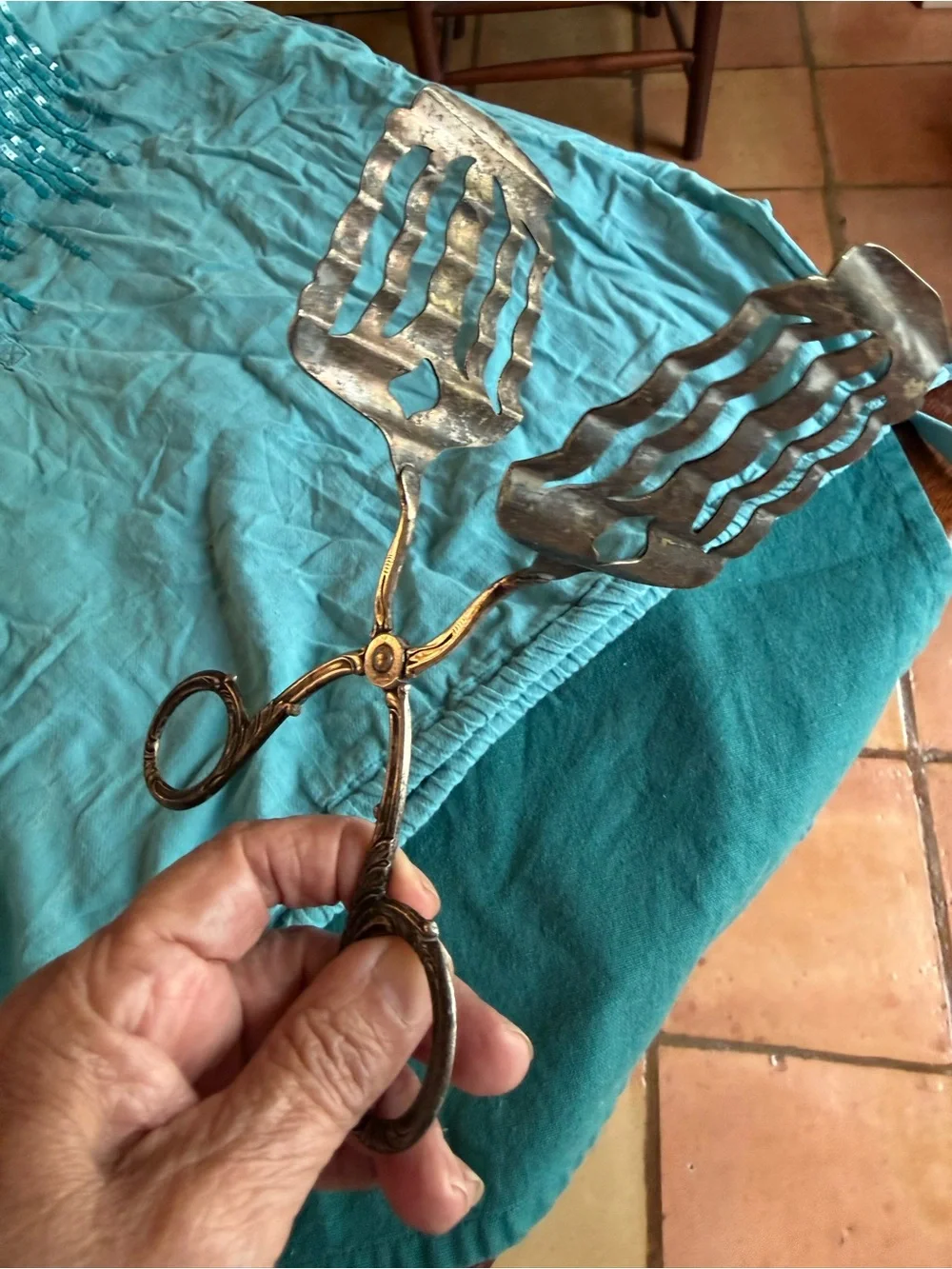 Vintage Silver Serving Tongs with Scissor Handles